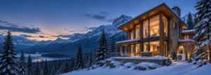 Heat pump outside a Canadian home in winter